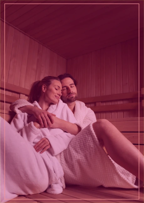 relaxing at a sauna